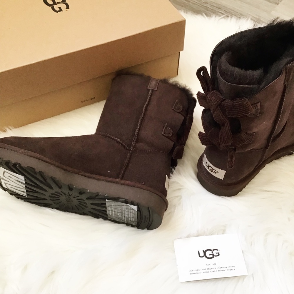 UGG Bailey Twinface Bow Back Boots - Choco - Picture 4 of 5